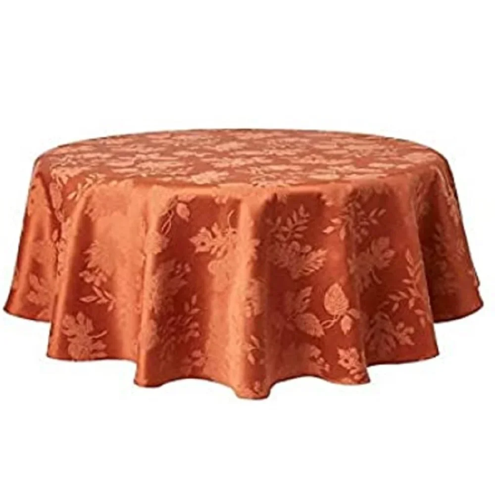 brand new Autumn Medley SPICE-colored Damask Fabric 90-inch ROUND Tablecloth